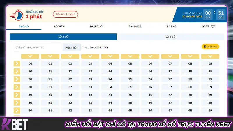 Điểm nổi bật chỉ có tại trang xổ số trực tuyến Kbet