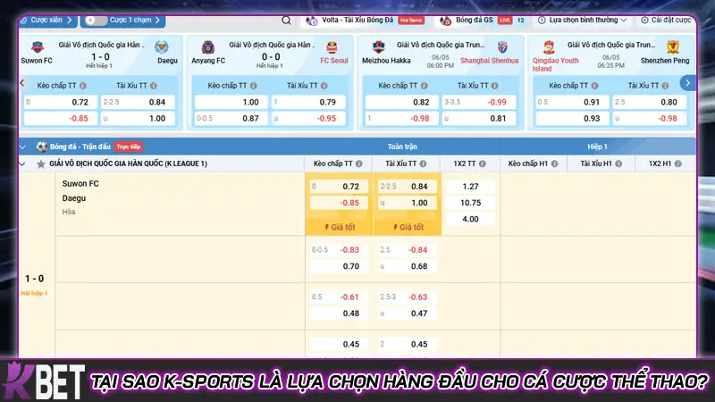 Thể thao K-Sports: Đỉnh cao cá cược thể thao 2025 tại Kbet Tại sao K-Sports là lựa chọn hàng đầu cho cá cược thể thao?
